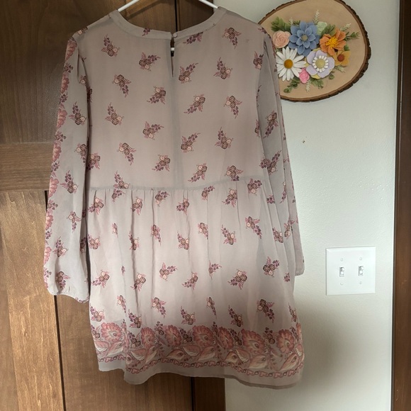 Anthropologie One September Fiora Floral Empire Top, Grey Size XL Pink Blush - Picture 7 of 12